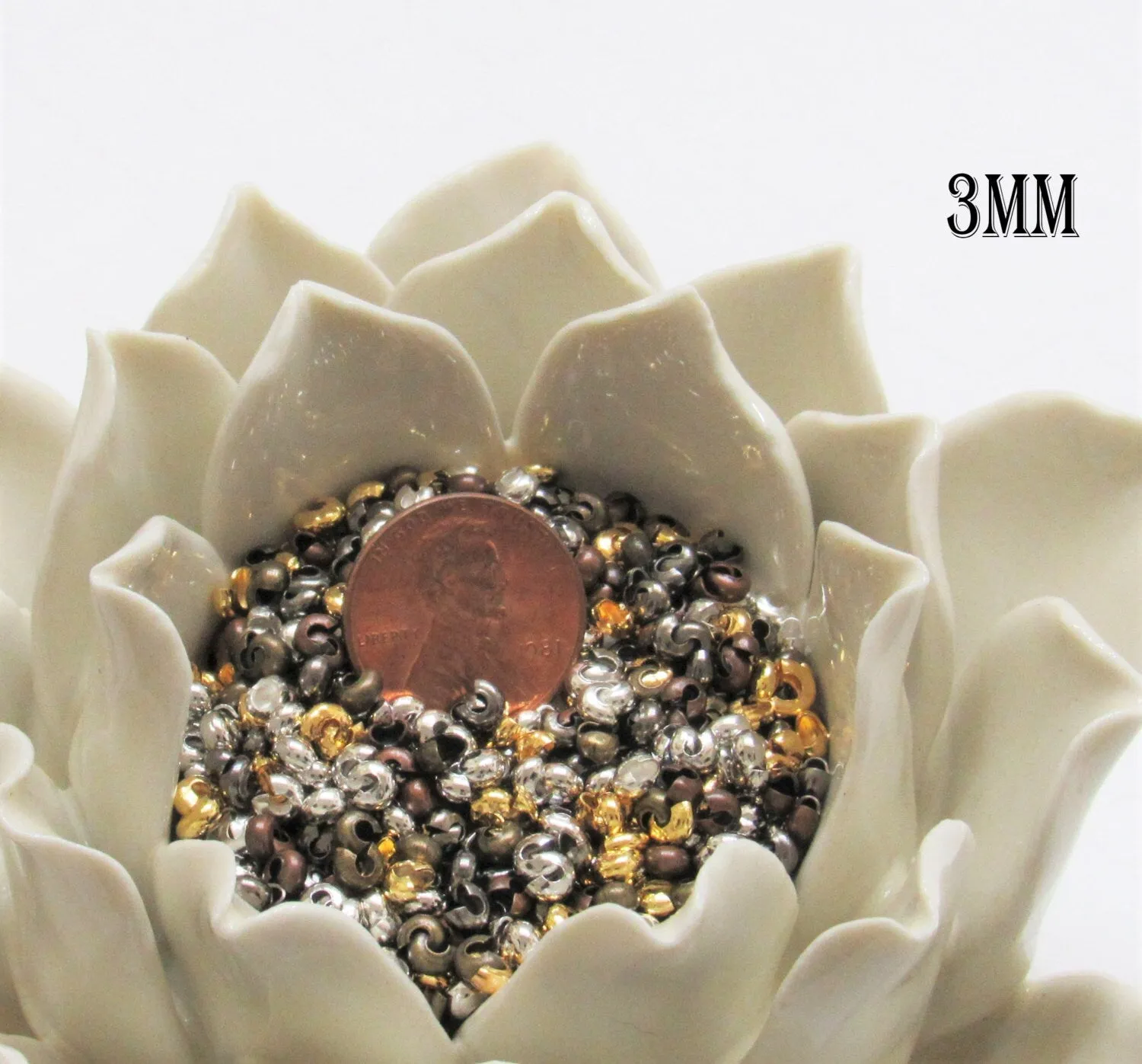 3mm Crimp Beads Covers, Choose Gold, Silver, Antique Copper, Antique Brass, Jewelry And Beading Supply, Findings And Hardware