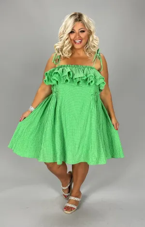 68 SV {Gorgeous Choice} Green Lined Ruffle Dress  PLUS SIZE 1X 2X 3X