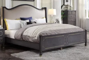 Acme Furniture House Marchese Queen Upholstered Panel Bed in Tobacco 28900Q