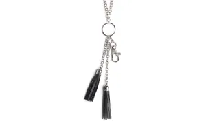 Anne Dbl Leather Tassel Pendant (Silver)
