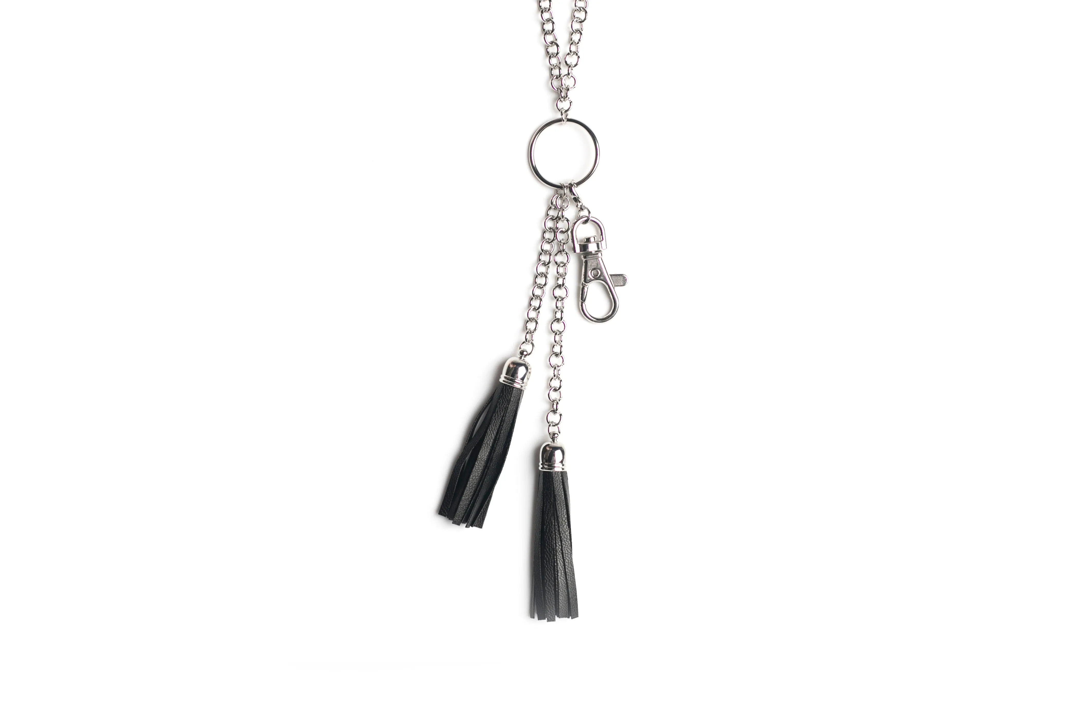 Anne Dbl Leather Tassel Pendant (Silver)