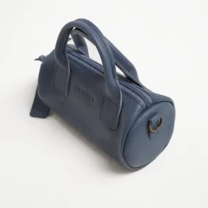 Antelo Indo Pebble Leather Mini Barrel Crossbody - Orion Blue