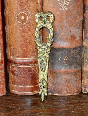 Antique French Bow Wreath Escutcheon Brass Keyhole Hardware Vertical Mount 3 Available
