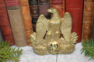 Antique French Brass Eagle Shako Hat Helmet Plate 42 Regiment