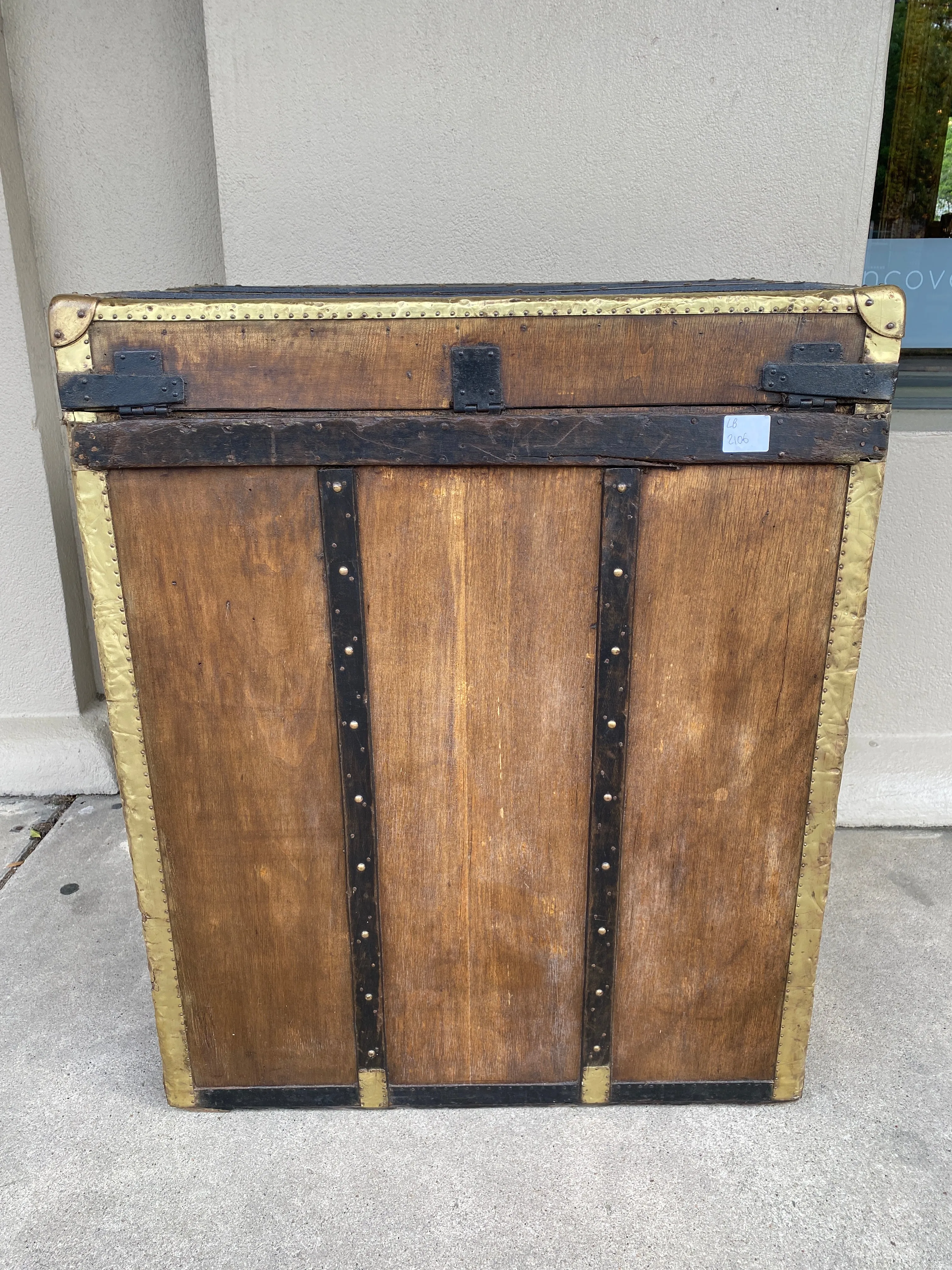 Antique French Malard Paris Steamer Trunk with Brass Hardware & London Bridge Label