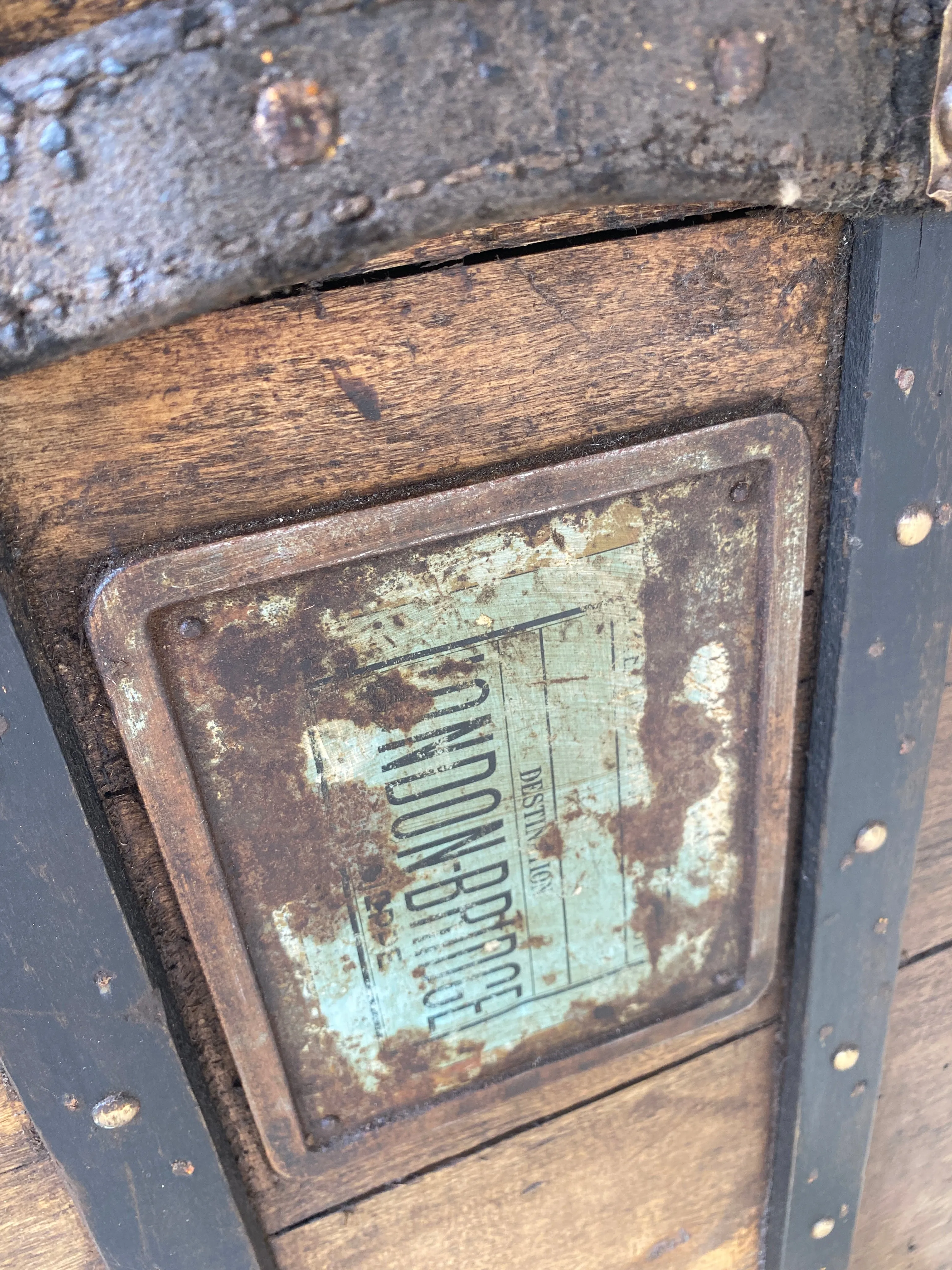Antique French Malard Paris Steamer Trunk with Brass Hardware & London Bridge Label