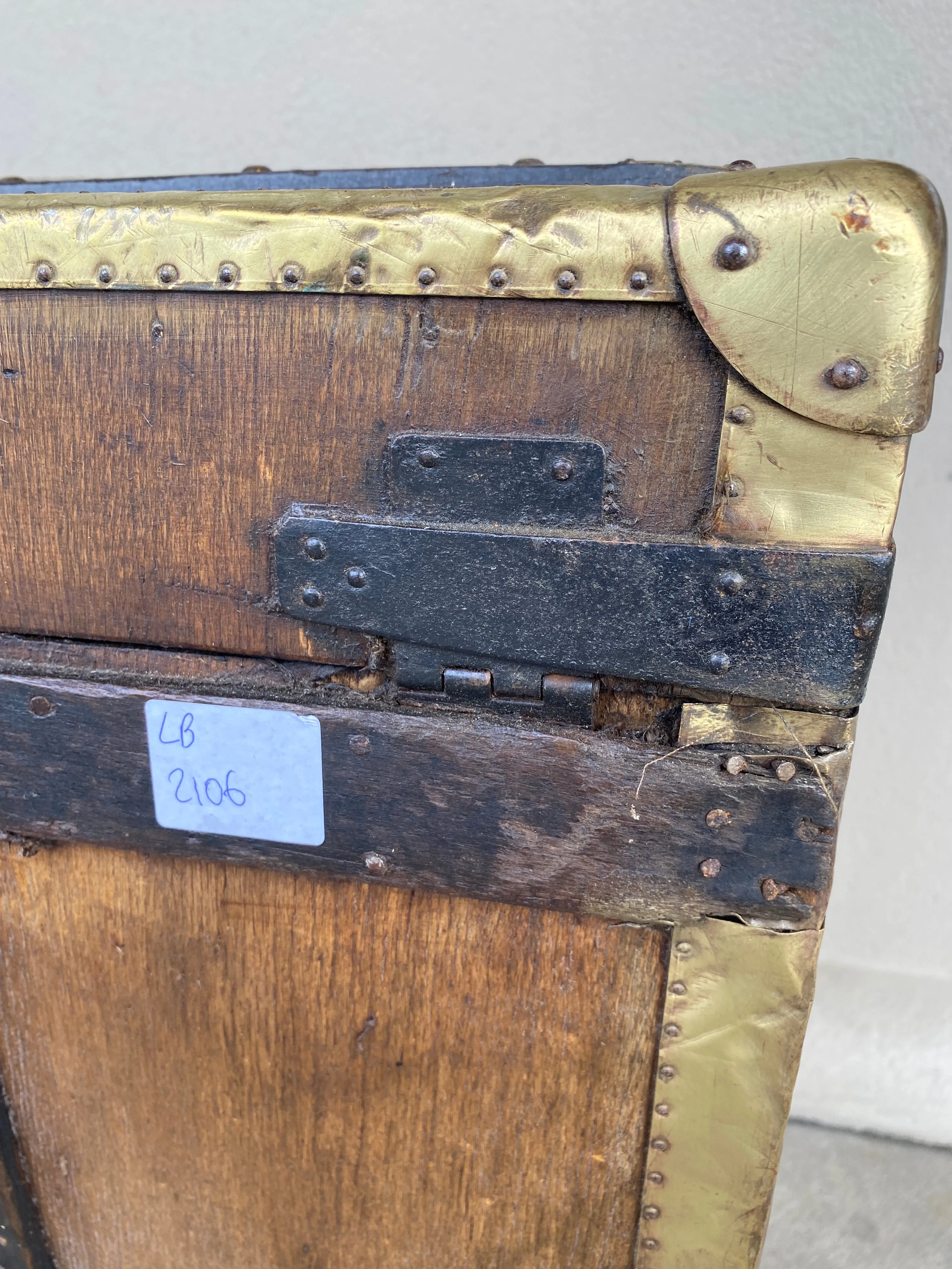 Antique French Malard Paris Steamer Trunk with Brass Hardware & London Bridge Label