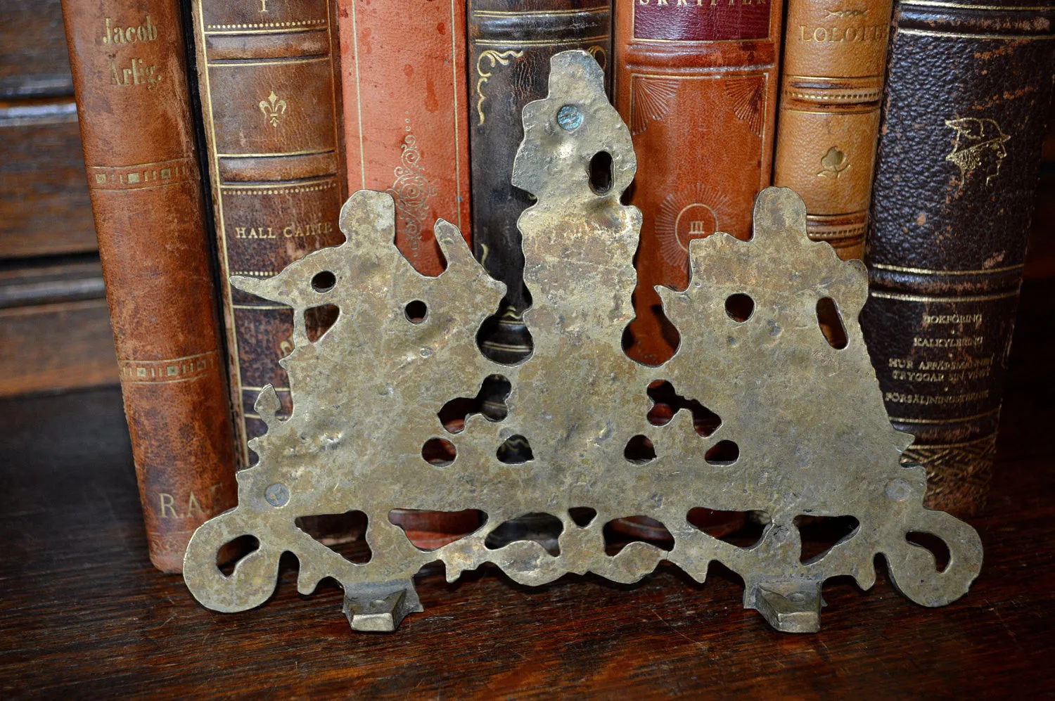 Antique French Pediment Clock Mount Figural Female Brass Hardware