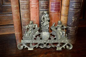 Antique French Pediment Clock Mount Figural Female Brass Hardware