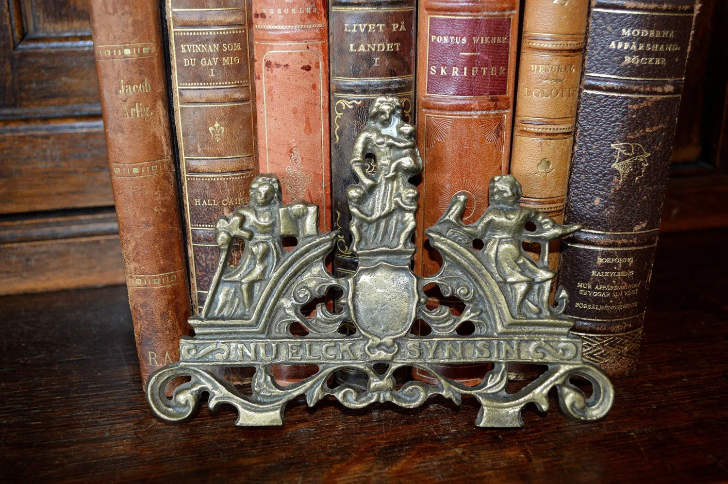Antique French Pediment Clock Mount Figural Female Brass Hardware