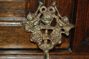 Antique Hook Cherubs Trumpeting Angels Brass Hardware