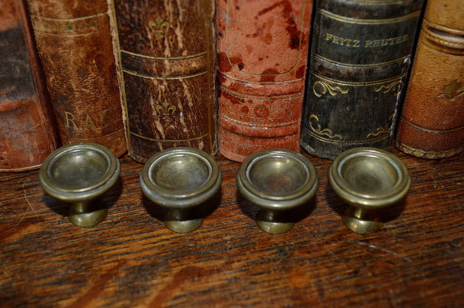 Antique Knobs Set of 4 Small French Brass Hardware