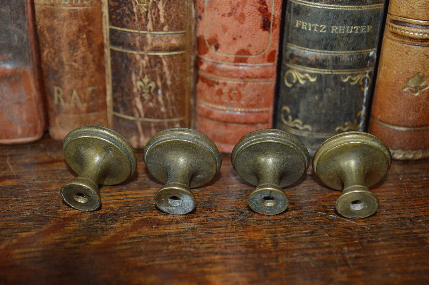Antique Knobs Set of 4 Small French Brass Hardware