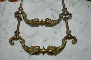 Antique Pair French Handles Pulls Heavy Brass Furniture Hardware