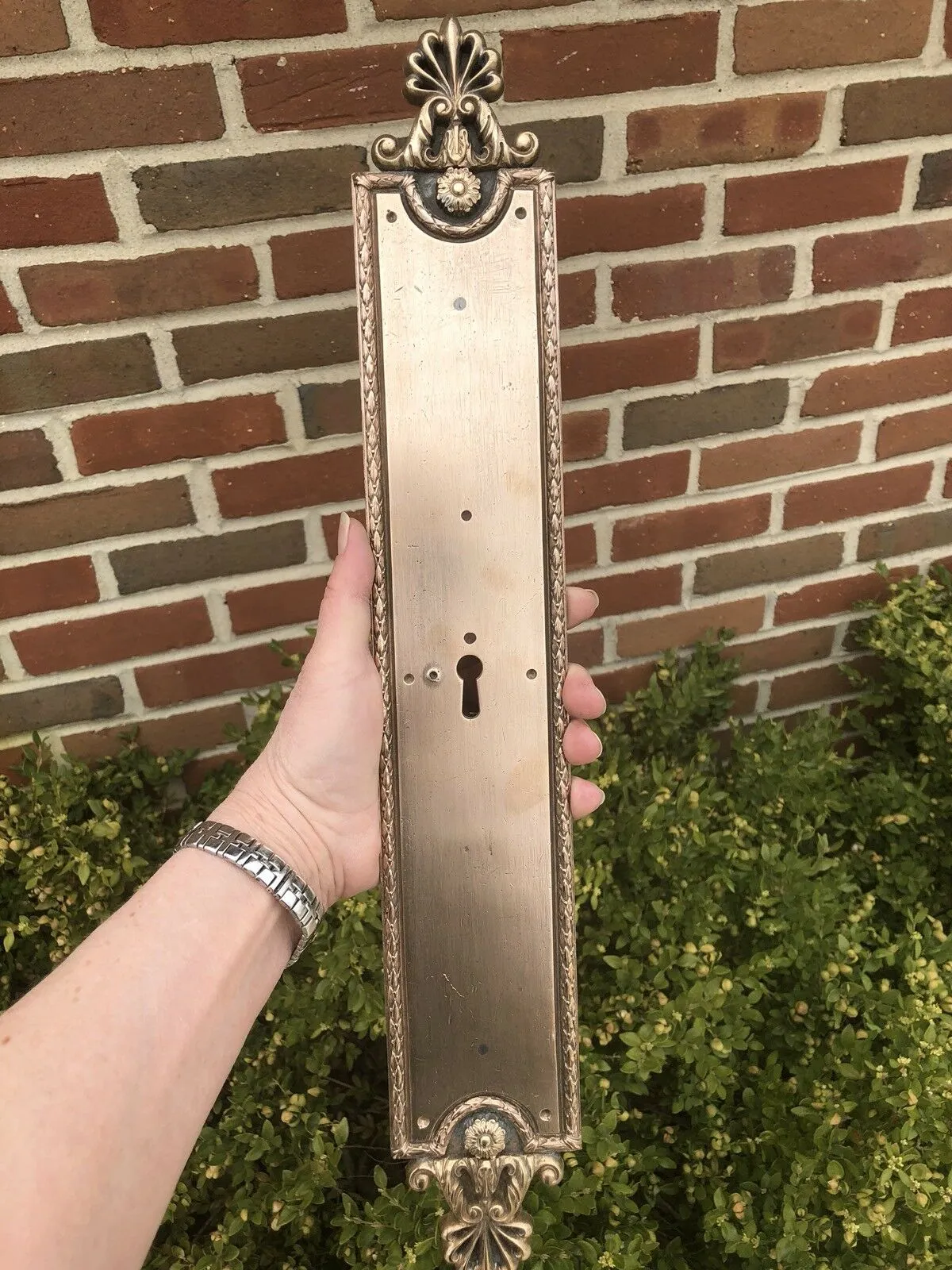 Antique Solid Rose Bronze French Decorative Door Key Plate Mansion Leggatts