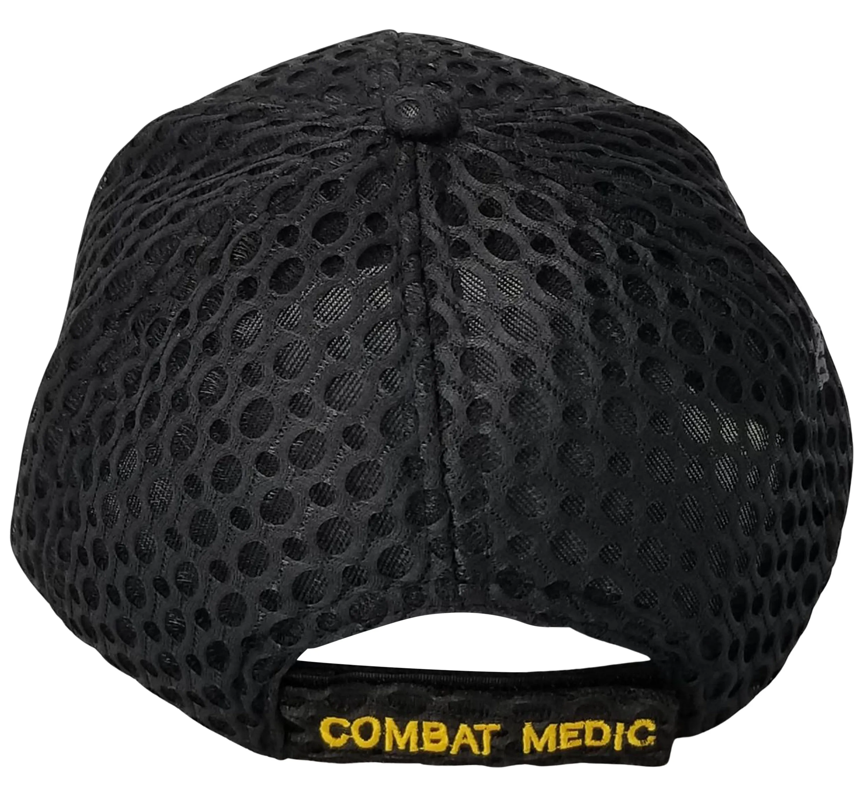 Army Medic Baseball Cap, Black U.S. Military Hat, Leather and Air Mesh, Officially Licensed