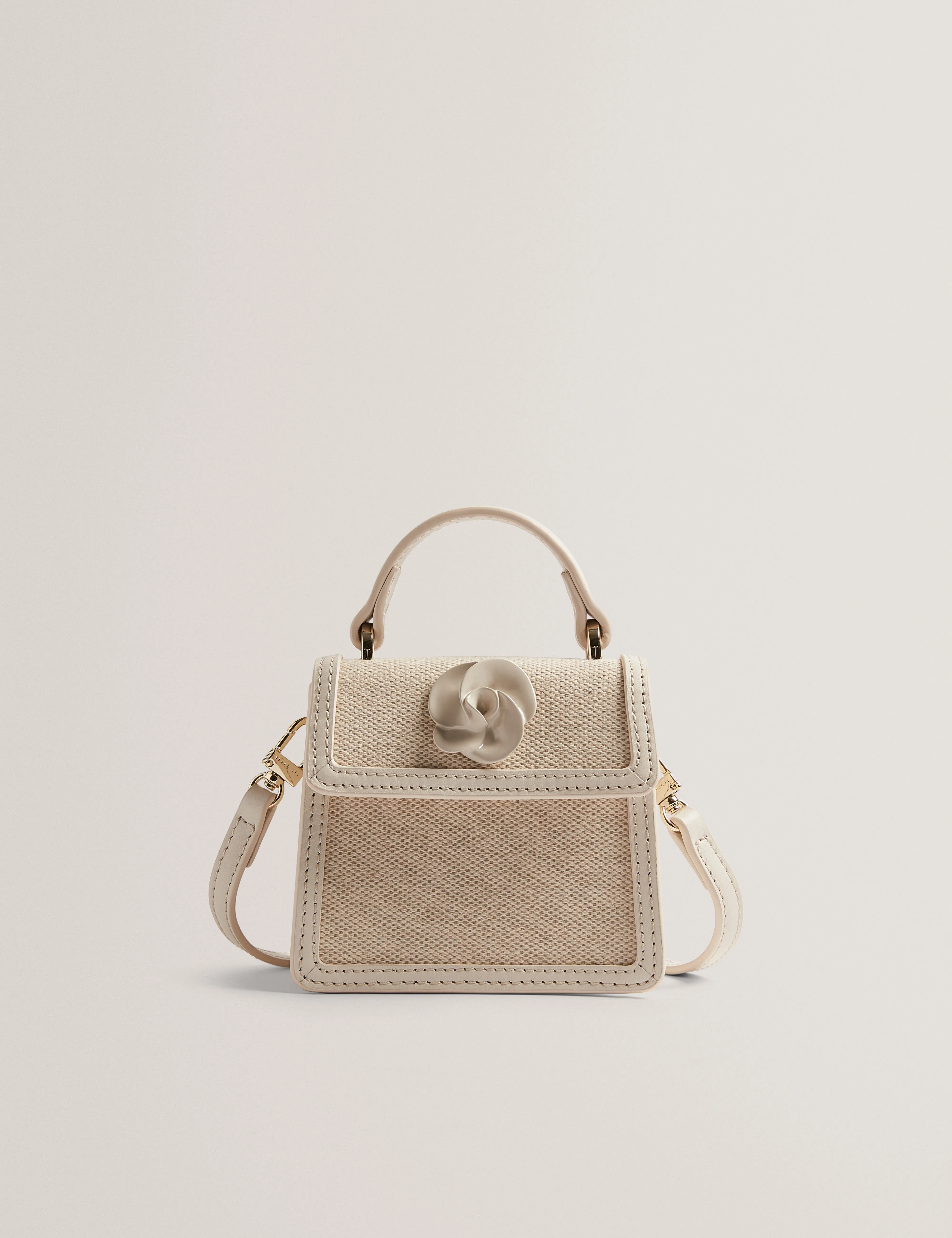 Audou Canvas Rose Hardware Mini Bag Ecru