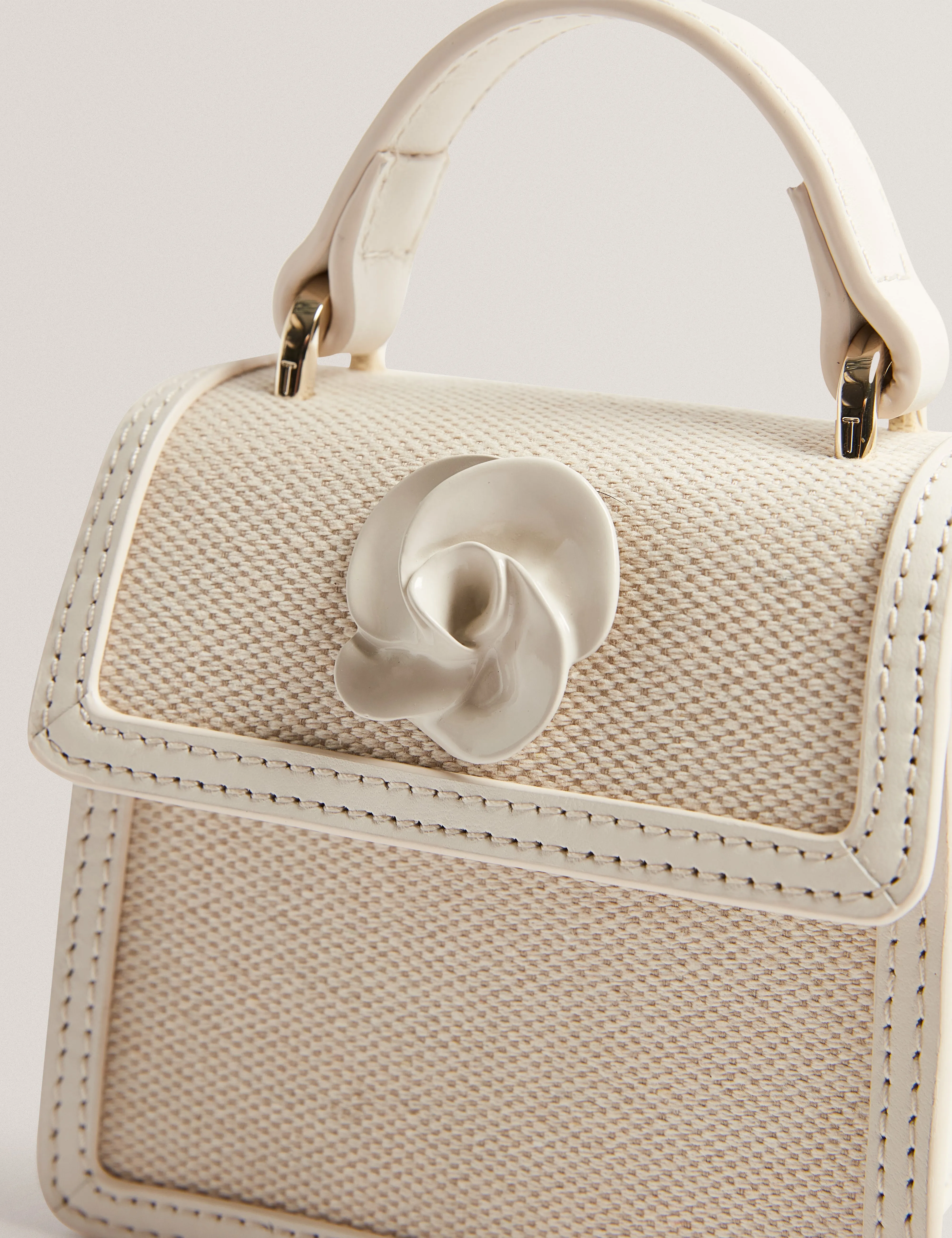 Audou Canvas Rose Hardware Mini Bag Ecru
