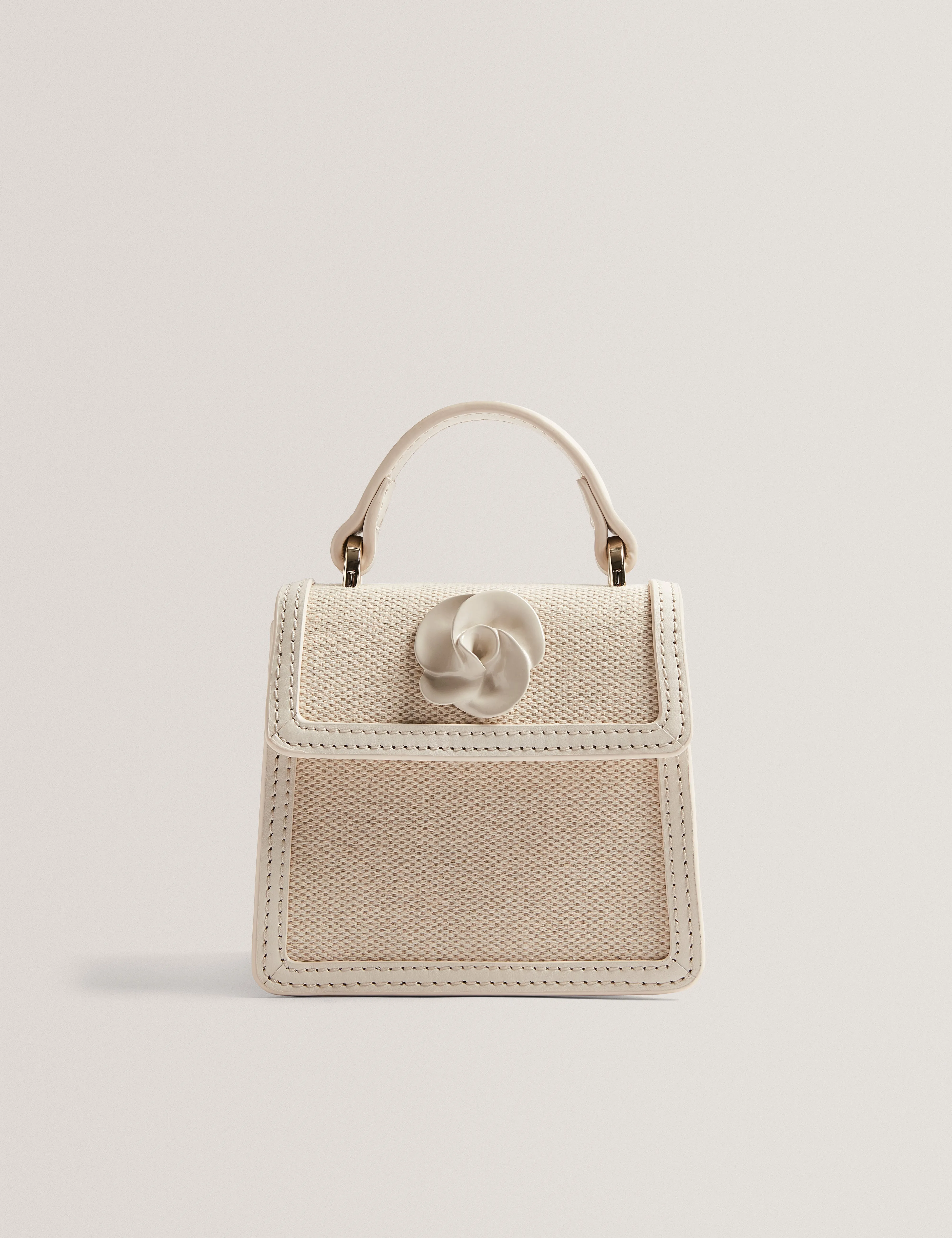 Audou Canvas Rose Hardware Mini Bag Ecru
