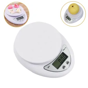 AUOON Digital Kitchen Scale 11lb/5kg for Cooks, Dieters and Calorie or Carbohydrate Counting with Back-Lit LCD Display, Tare Button and 4 Unit Modes, White