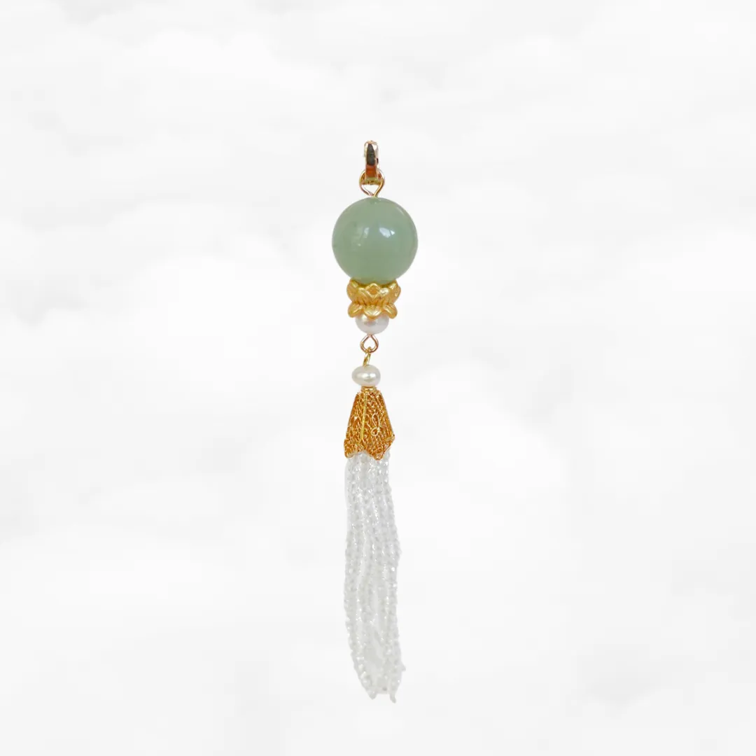 Aventurine Lotus Zircon Tassel Pendant
