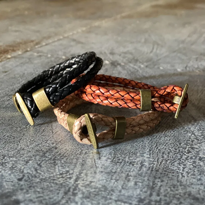 Baja Braid Leather Bracelet | Black