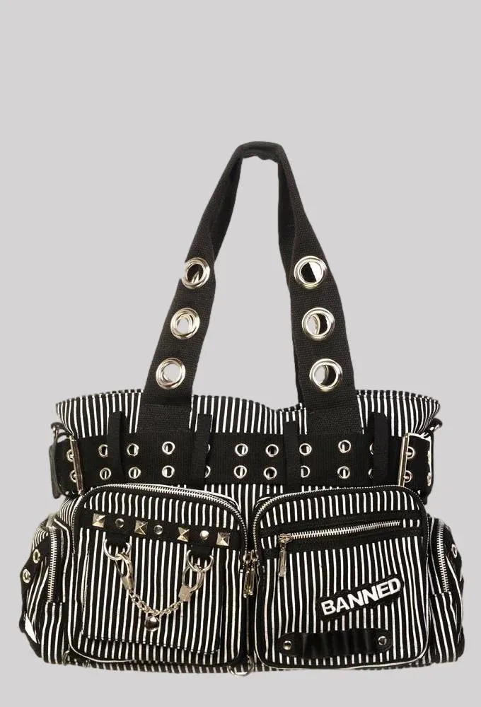 Banned Punk Handcuff Bag, Black & White
