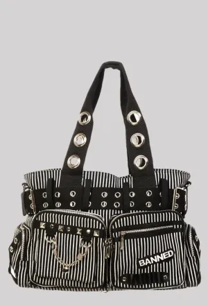 Banned Punk Handcuff Bag, Black & White