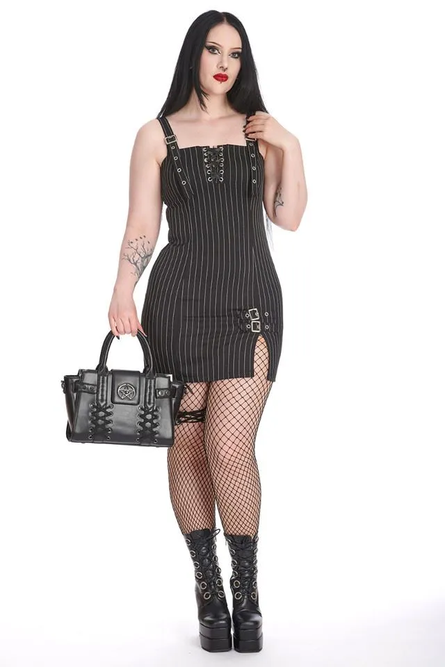 Banned Through The Darkness Pentagram Lace Up Goth Tote Bag