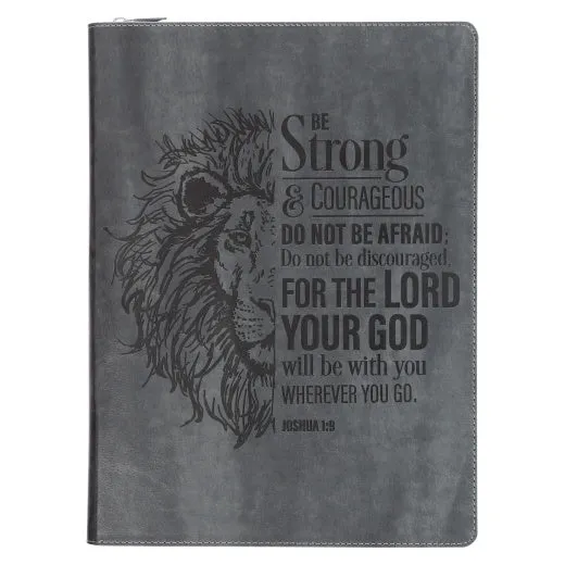 Be Strong and Courageous Black Faux Leather Executive Padfolio - Joshua 1:9