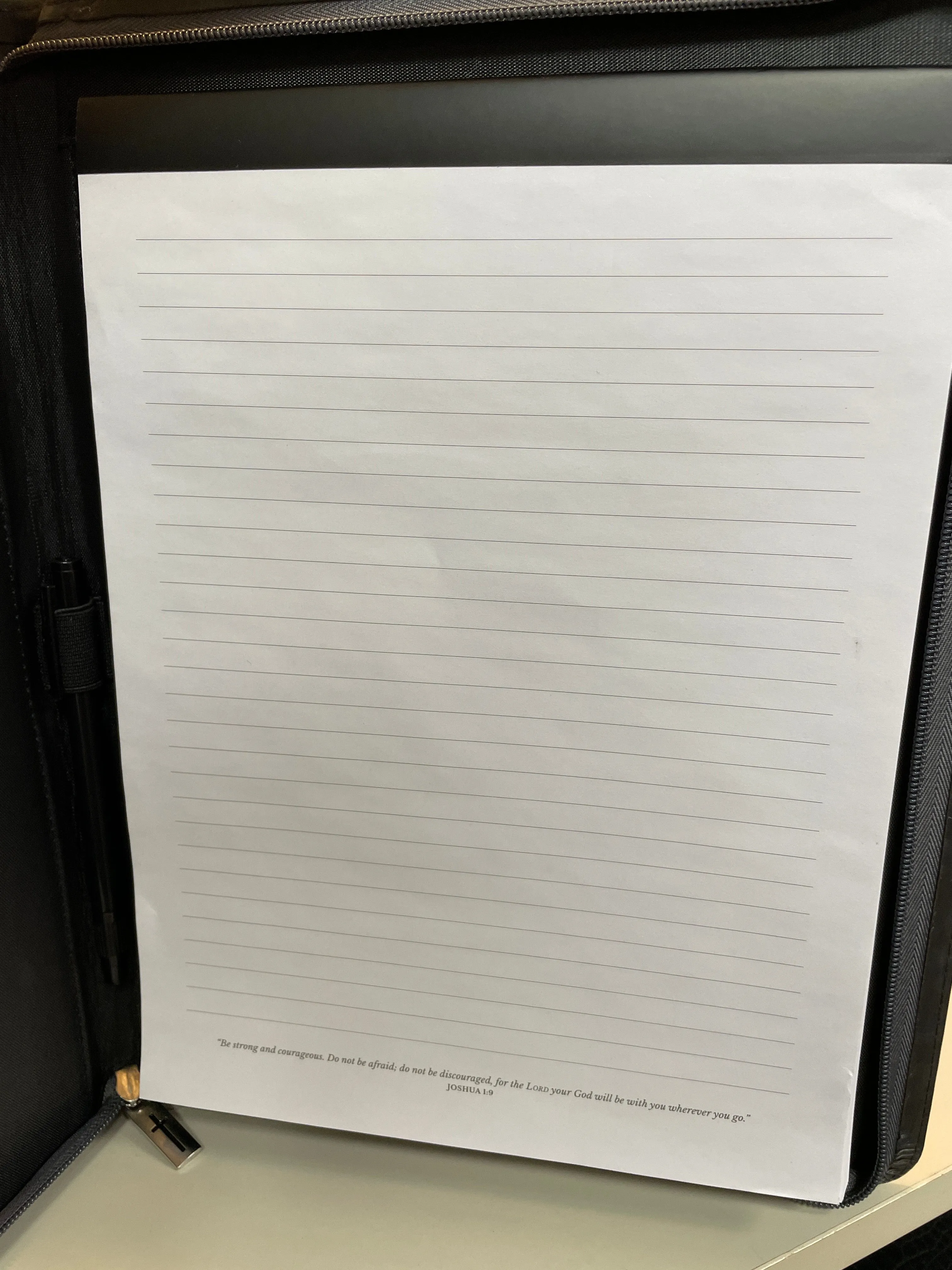 Be Strong and Courageous Black Faux Leather Executive Padfolio - Joshua 1:9