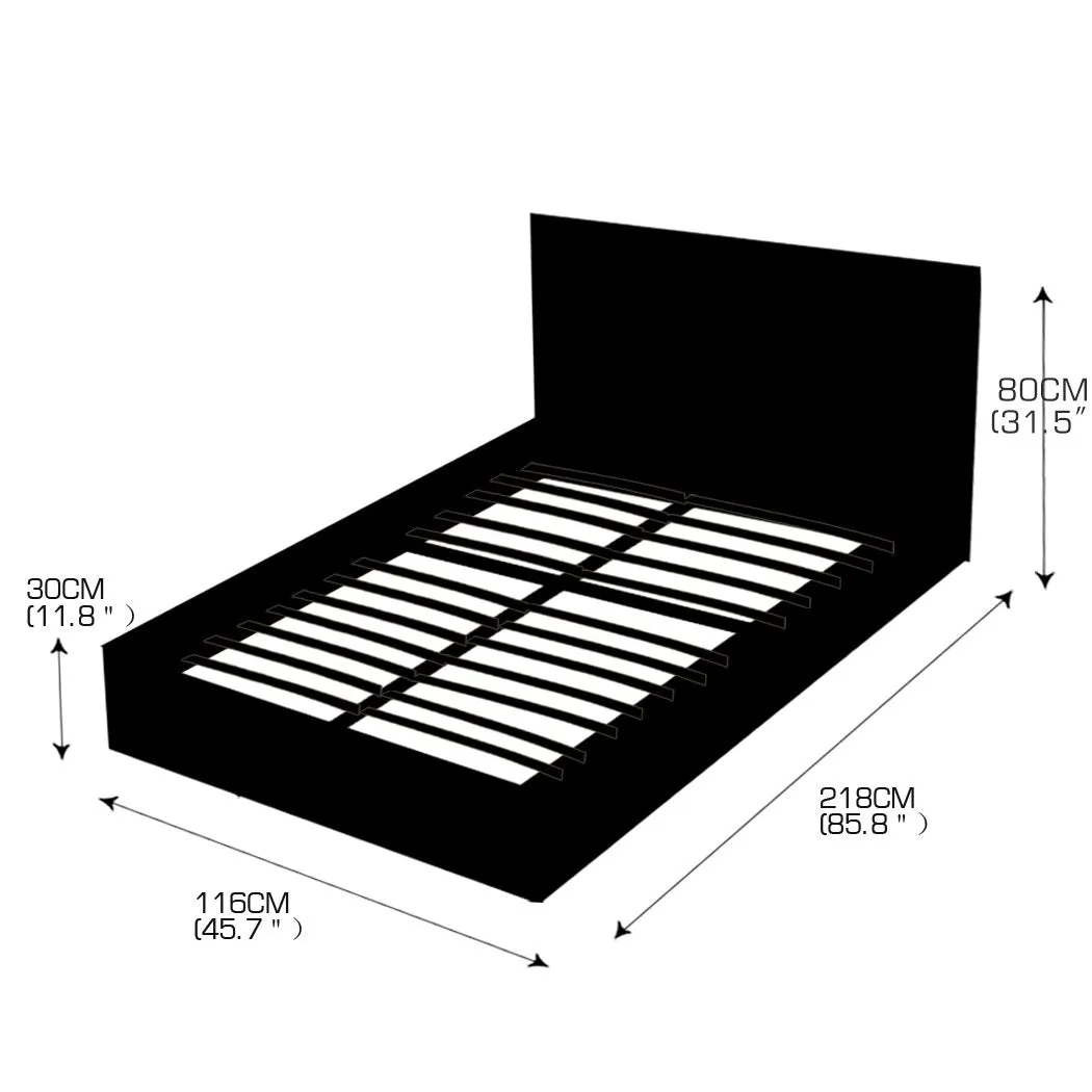 Bed Frame Gas Lift Leather Base Mattress Storage King Single Size Black