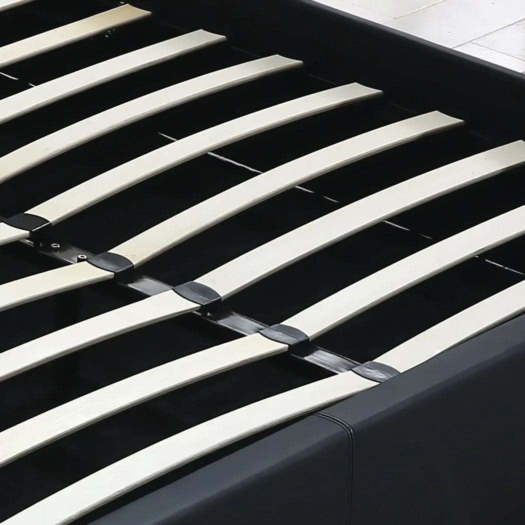 Bed Frame Gas Lift Leather Base Mattress Storage King Single Size Black