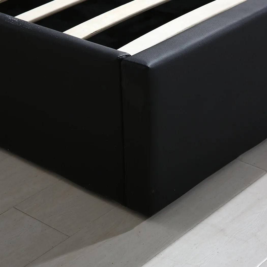 Bed Frame Gas Lift Leather Base Mattress Storage King Single Size Black
