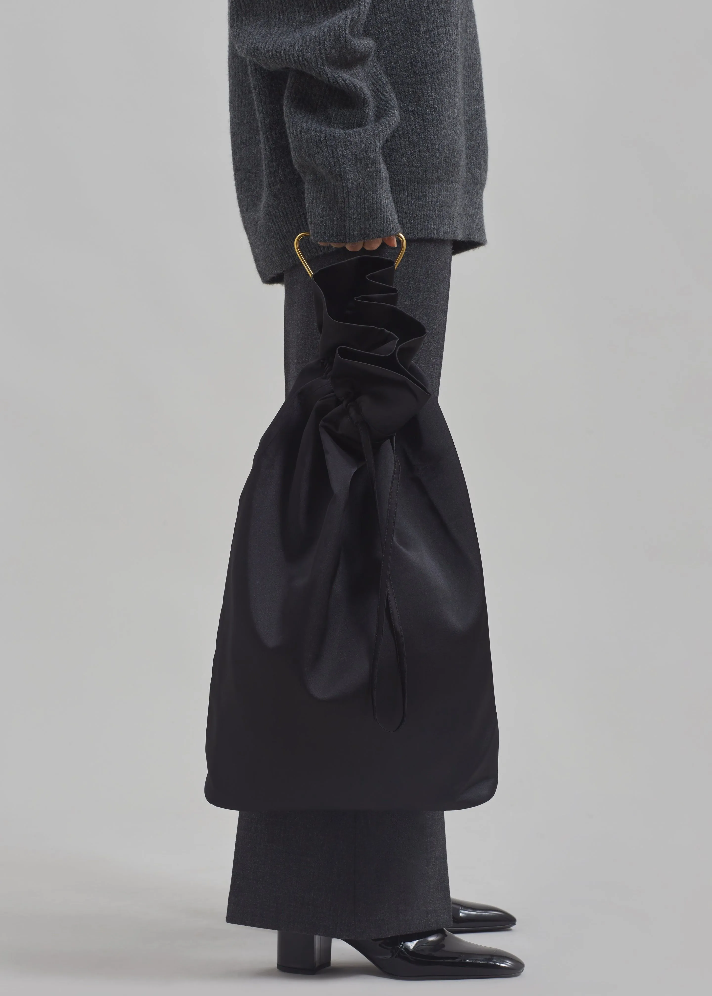 Bevza Viscose Pouch Bag with Brass Handle