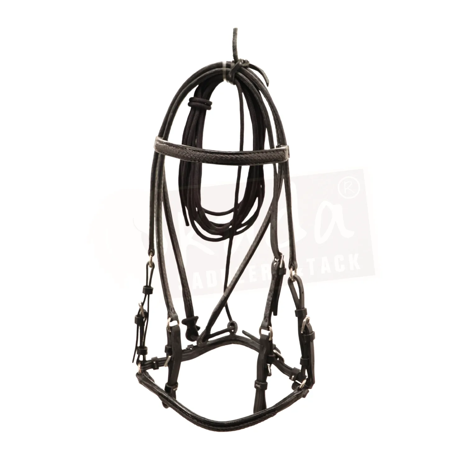 Black Bridle with Red Accents