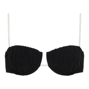 Black (Cream Binded) Terry Rib Petal Bikini Top