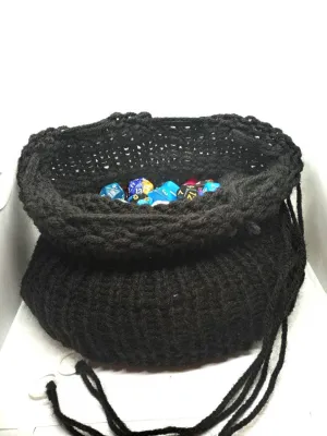 Black Drawstring Dice Bag, DND Gifts, Dice Storage, Large Dice Bag, Dice Pouch