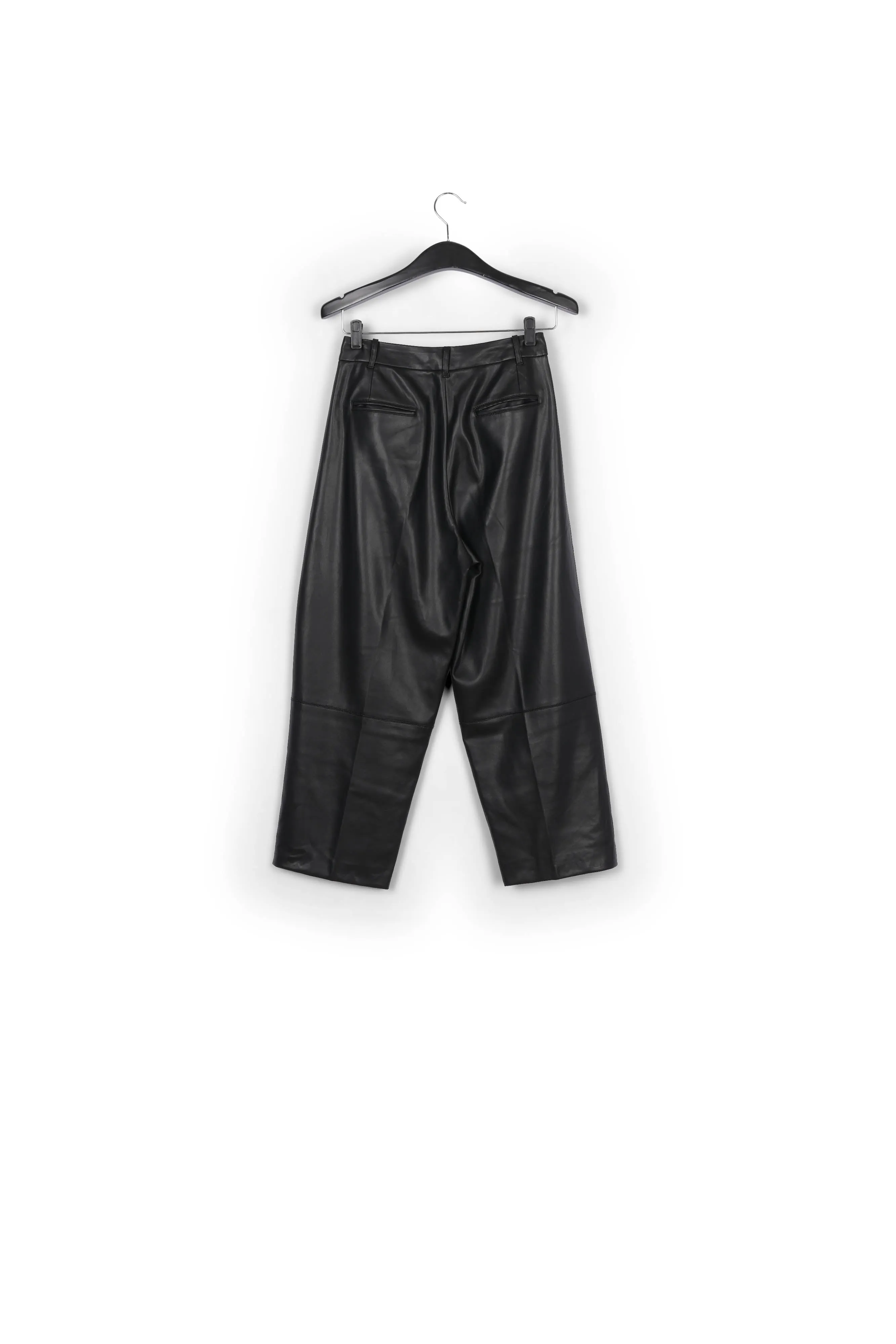 Black faux leather baggy-fit pants
