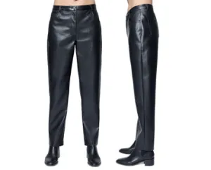 Black Faux Leather Straight Leg Pants