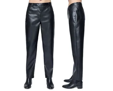 Black Faux Leather Straight Leg Pants