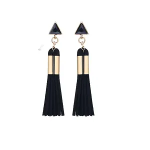 Black Leather Tassel Earrings