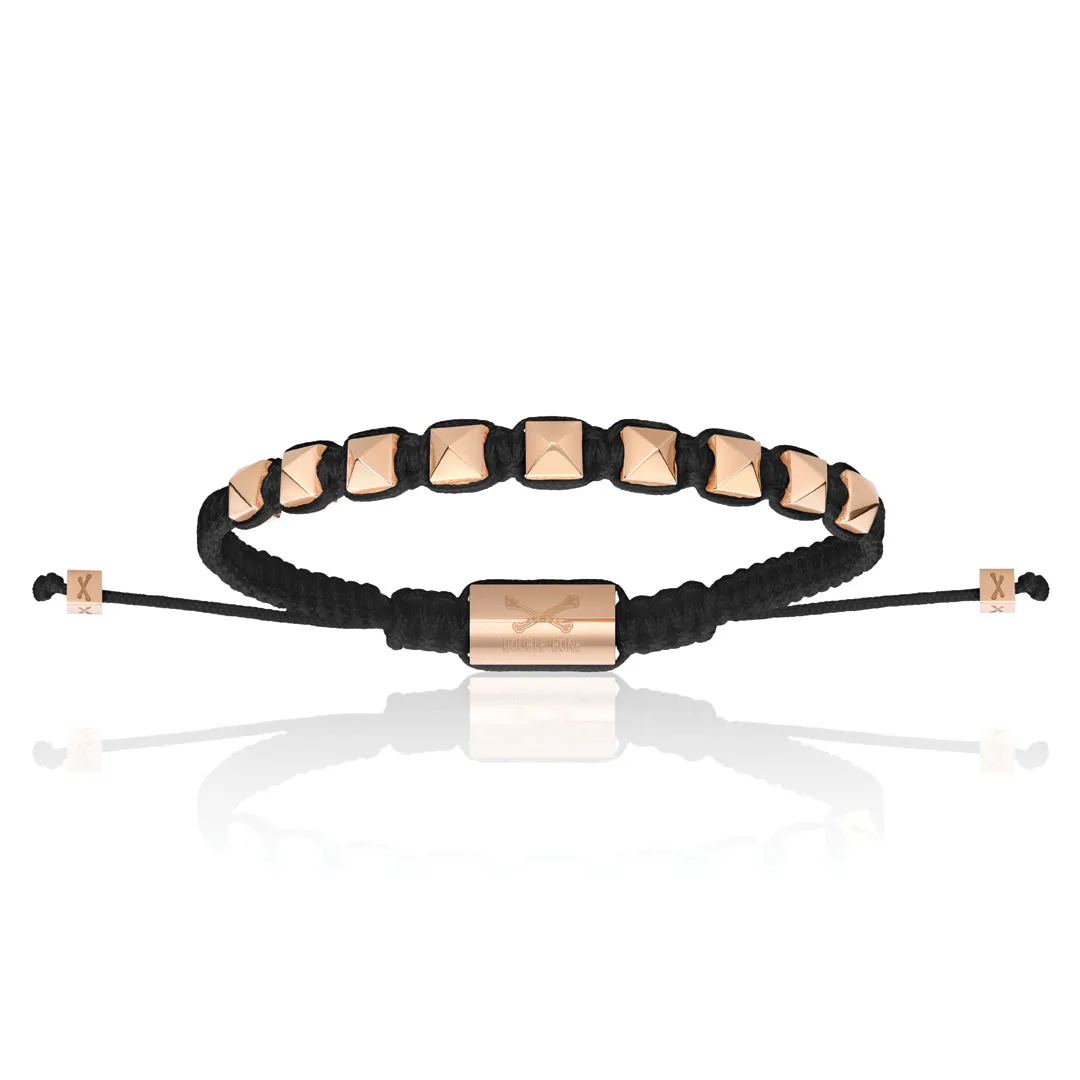 Black Nylon With Rose Gold Polyester Stud Bracelet