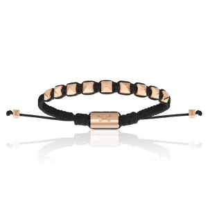 Black Nylon With Rose Gold Polyester Stud Bracelet