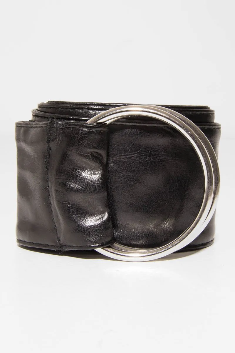 Black Oversized PU Ring Belt -  Aaylah