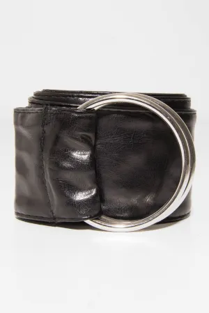 Black Oversized PU Ring Belt -  Aaylah