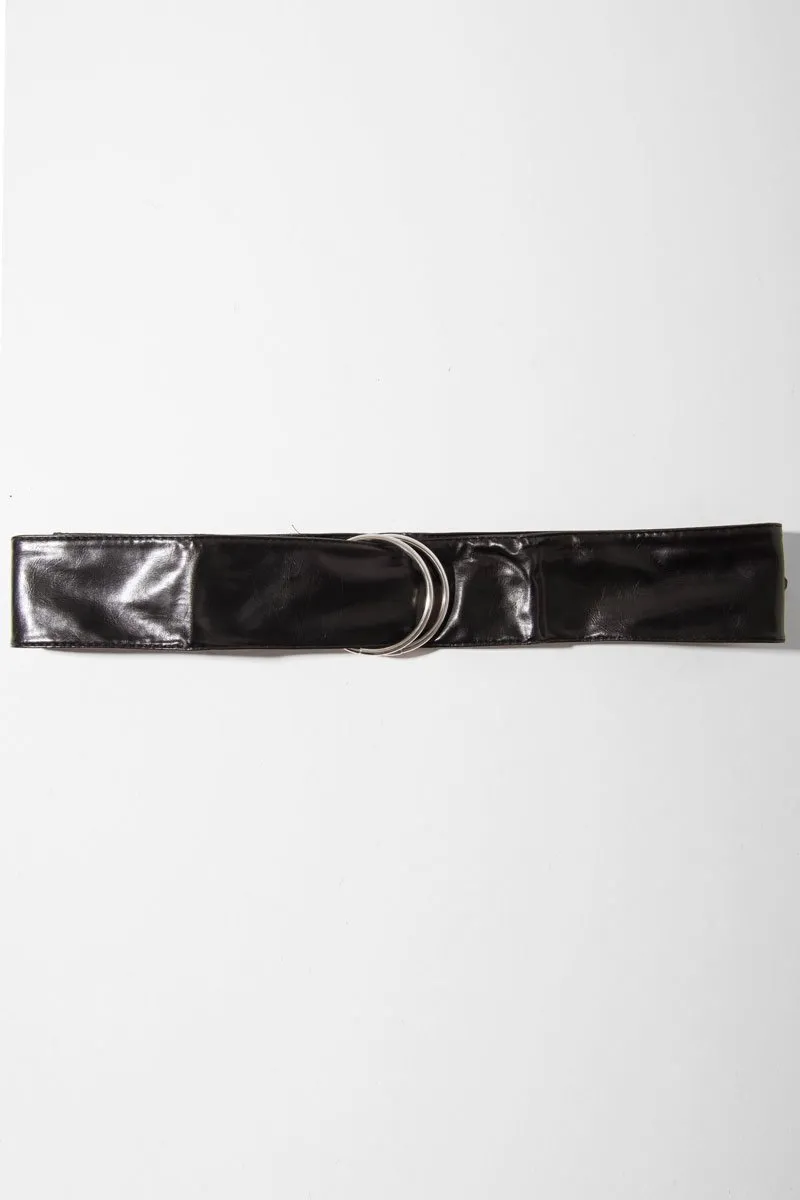 Black Oversized PU Ring Belt -  Aaylah