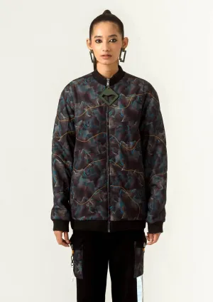 Black printed bomber jacket