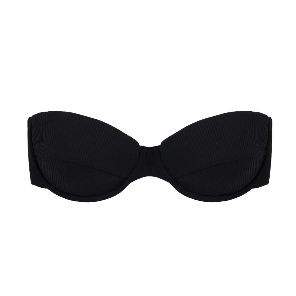 Black Rib Bustier Bikini Top