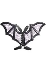 Black/Purple Faux Leather & Lace Wing Harness